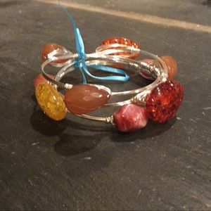 Bangles Multicolored Natural and Acrylic Beads🌸